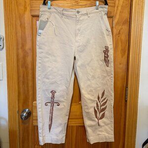 EVERLANE The Straight Leg Crop *Hand-Printed* Sandstone Size 12/14